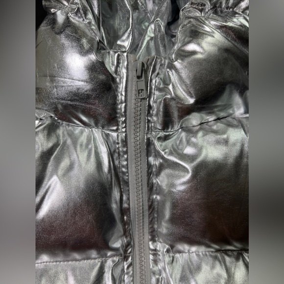Half Heart Silver Metallic Shiny Vest Skirt Set Padded Qulited Puffer Womens S - Picture 14 of 15